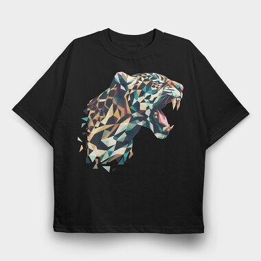 Geometric Jaguar Polygonal, Tricou Oversize Barbati (Unisex)