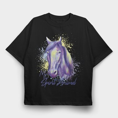 Horse Spirit Animal Watercolor, Tricou Oversize Barbati (Unisex)