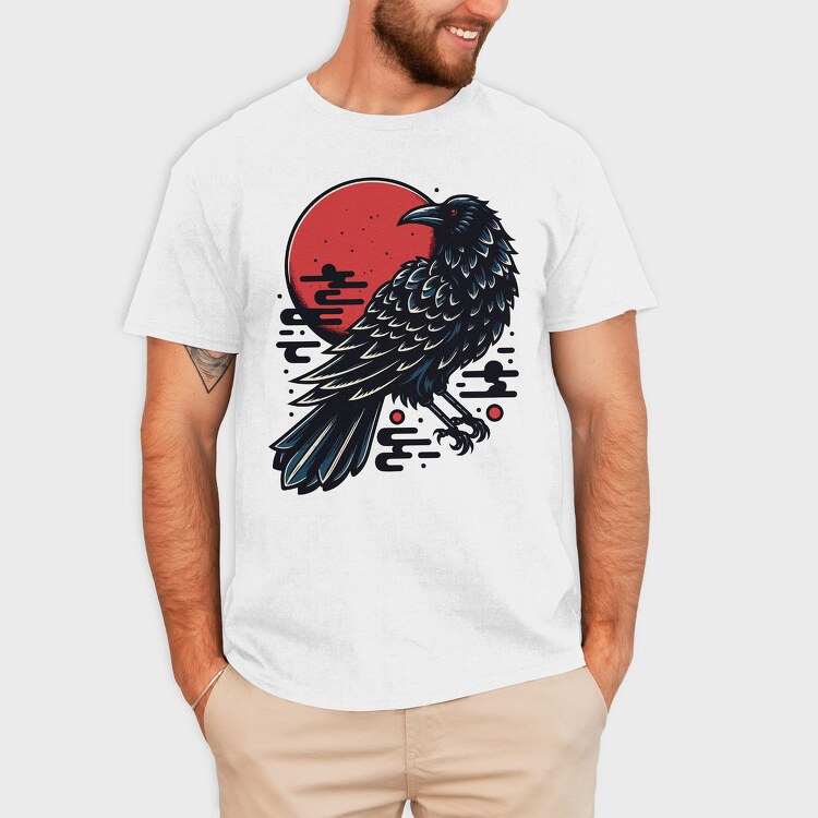 Japanese Style Crow, Tricou Barbati (Unisex)