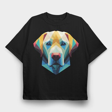 Geometric Labrador Dog Poly, Tricou Oversize Barbati (Unisex)