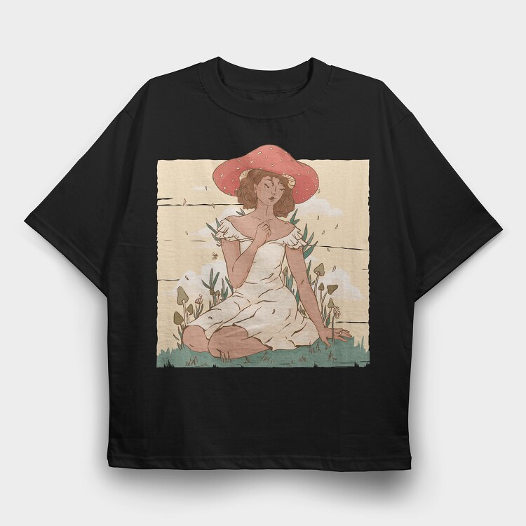 Mushroom Lady, Tricou Oversize Barbati (Unisex)