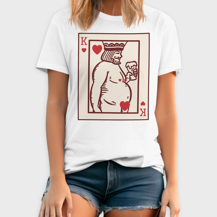 Chubby King Of Hearts Card, Tricou Barbati (Unisex)