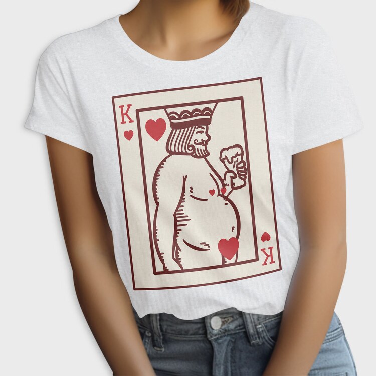 Chubby King Of Hearts Card, Tricou Femei