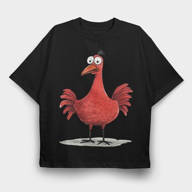 Chicken Red Feathers, Tricou Oversize Barbati (Unisex)