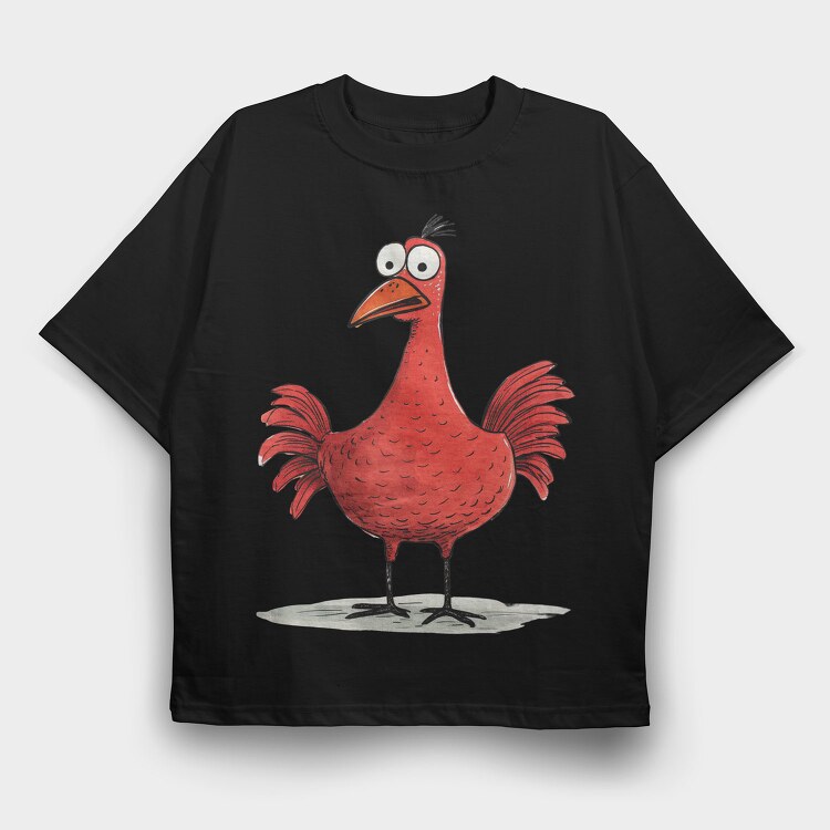 Chicken Red Feathers, Tricou Oversize Barbati (Unisex)
