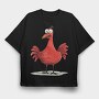 Chicken Red Feathers, Tricou Oversize Barbati (Unisex)