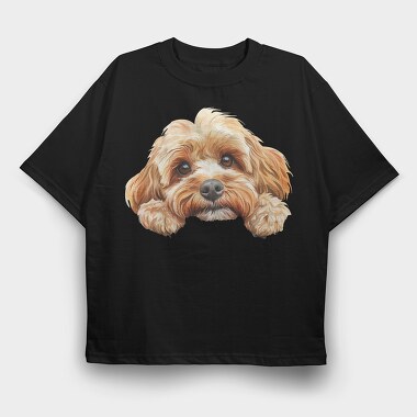 Cockapoo Face Peek, Tricou Oversize Barbati (Unisex)