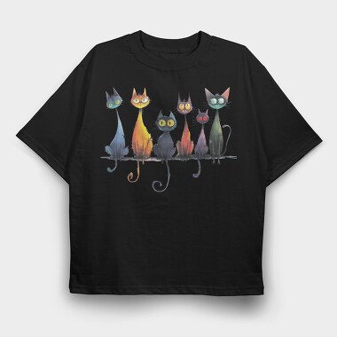 Colorful Feline Club, Tricou Oversize Barbati (Unisex)