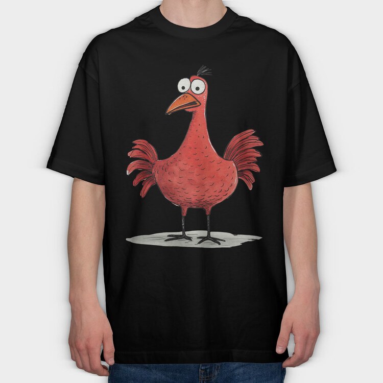 Chicken Red Feathers, Tricou Oversize Barbati (Unisex)