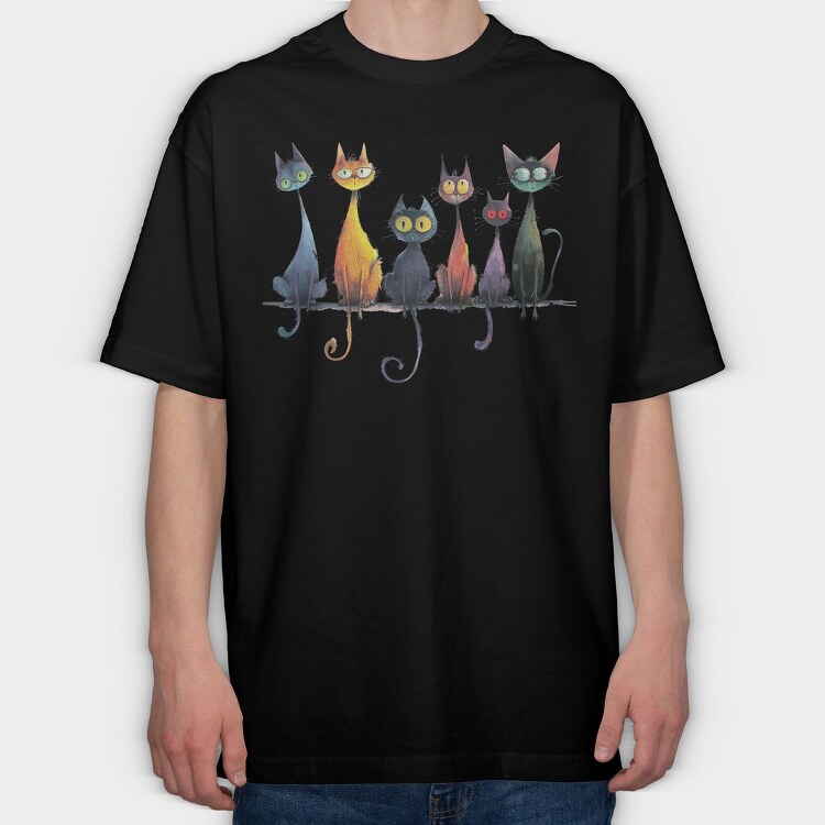 Colorful Feline Club, Tricou Oversize Barbati (Unisex)