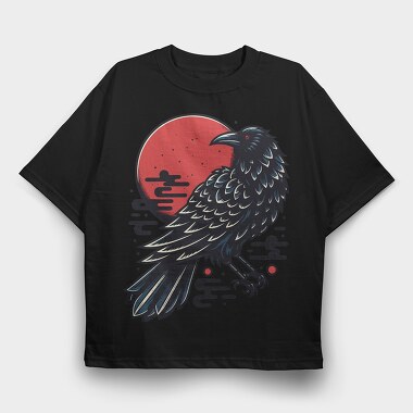 Japanese Style Crow, Tricou Oversize Barbati (Unisex)