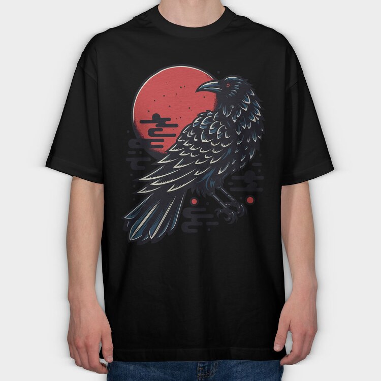 Japanese Style Crow, Tricou Oversize Barbati (Unisex)