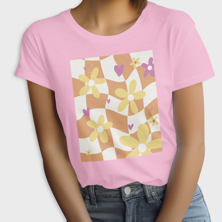 Danish Pastel Floral Checkered, Tricou Femei