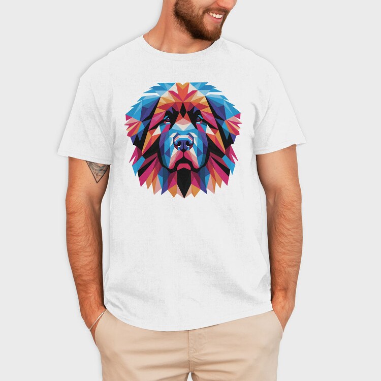 Geometric Newfoundland Dog, Tricou Barbati (Unisex)