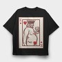 Chubby King Of Hearts Card, Tricou Oversize Barbati (Unisex)