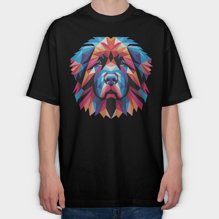 Geometric Newfoundland Dog, Tricou Oversize Barbati (Unisex)