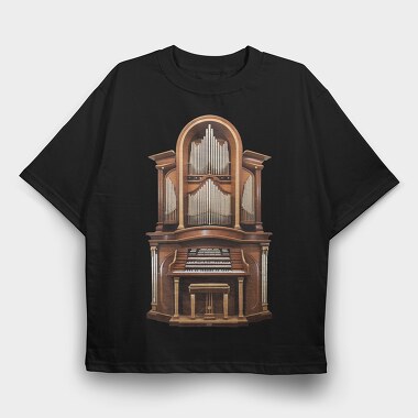 Church Organ Illustration, Tricou Oversize Barbati (Unisex)