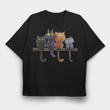Colorful Feline Friends, Tricou Oversize Barbati (Unisex)
