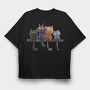 Colorful Feline Friends, Tricou Oversize Barbati (Unisex)