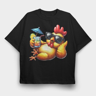 Chicken Sunglasses Cocktail, Tricou Oversize Barbati (Unisex)