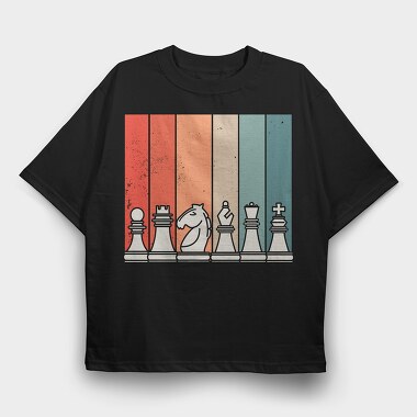 Retro Chess, Tricou Oversize Barbati (Unisex)