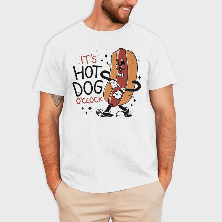 Hot Dog Cartoon Oclock, Tricou Barbati (Unisex)