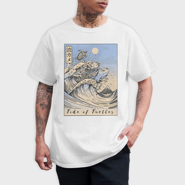 Japanese Turtle Ukiyo Wave Sea, Tricou Barbati (Unisex)