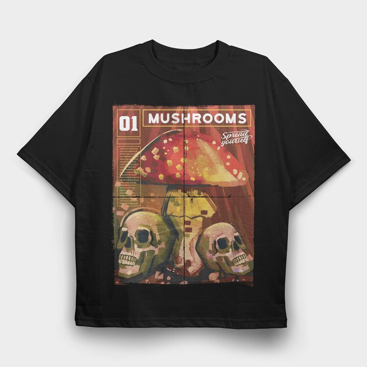 Mushrooms Magazine One Mushroom, Tricou Oversize Barbati (Unisex)