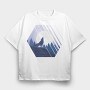 Howling Wolf Hexagon, Tricou Oversize Barbati (Unisex)