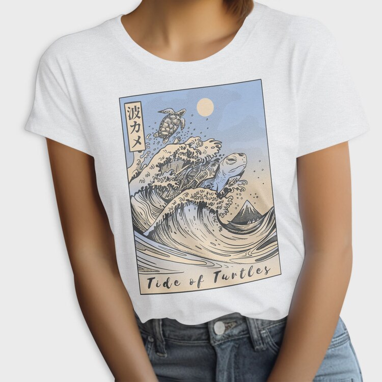 Japanese Turtle Ukiyo Wave Sea, Tricou Femei
