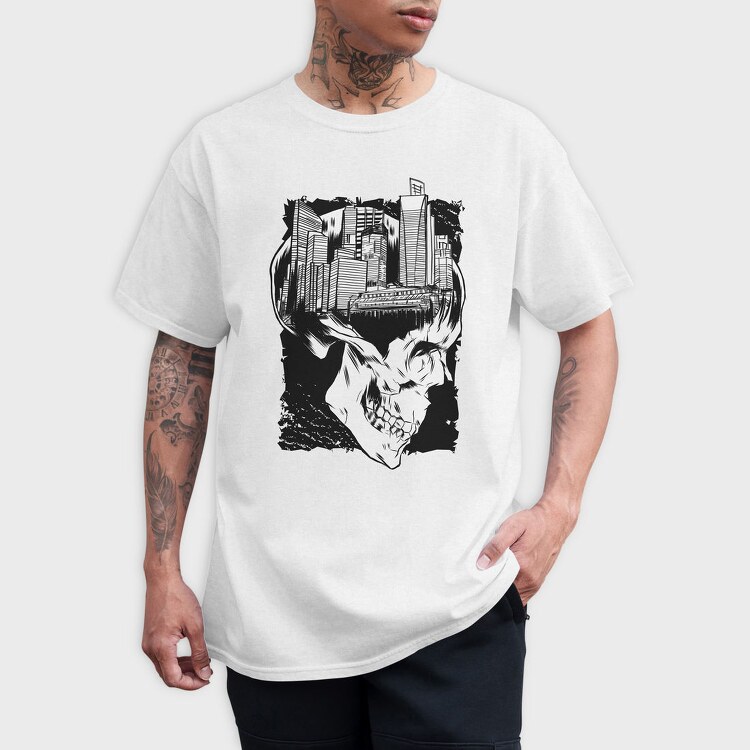 City Skull Art, Tricou Barbati (Unisex)