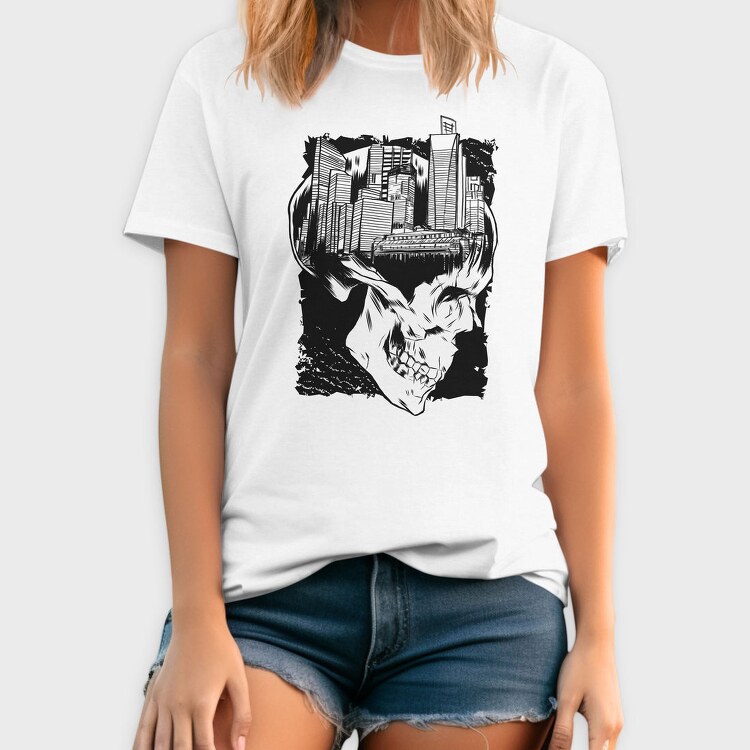 City Skull Art, Tricou Barbati (Unisex)