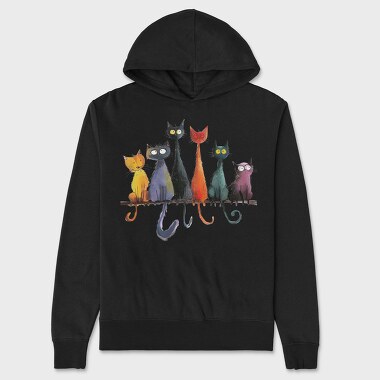 Colorful Feline Fusion, Hanorac Oversize Barbati (Unisex)