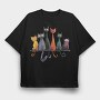 Colorful Feline Fusion, Tricou Oversize Barbati (Unisex)
