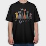 Colorful Feline Fusion, Tricou Oversize Barbati (Unisex)