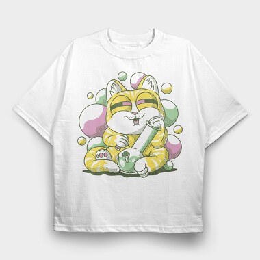 Cannabis Bong Cat Stoner, Tricou Oversize Barbati (Unisex)