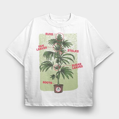 Cannabis Plant Chart Nature Weed, Tricou Oversize Barbati (Unisex)