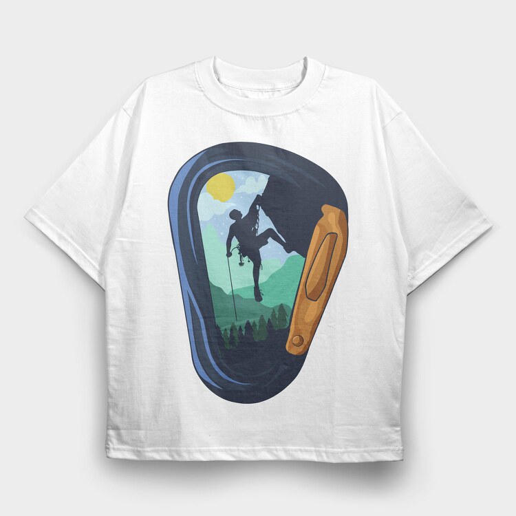 Carabiner Climbing Mountain, Tricou Oversize Barbati (Unisex)