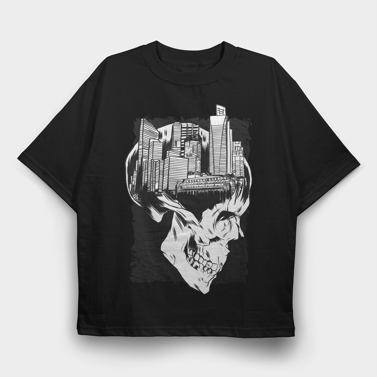 City Skull Art, Tricou Oversize Barbati (Unisex)