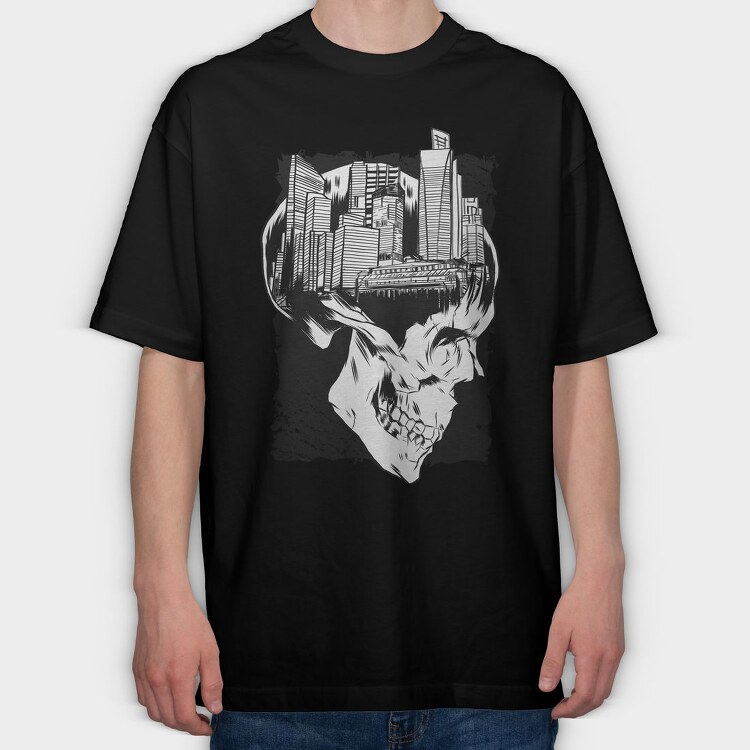 City Skull Art, Tricou Oversize Barbati (Unisex)