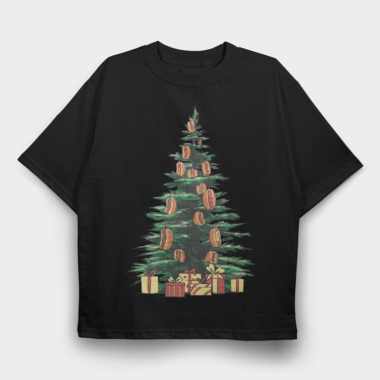 Hot Dog Christmas Tree, Tricou Oversize Barbati (Unisex)