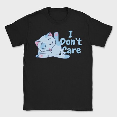 Cartoon Cat Licking I Don T Care, Tricou Barbati (Unisex)