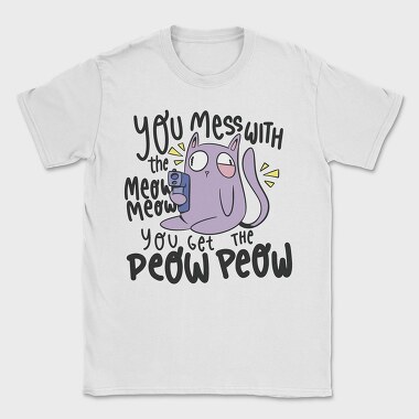 Cartoon Cat With Gun Meow Peow, Tricou Barbati (Unisex)