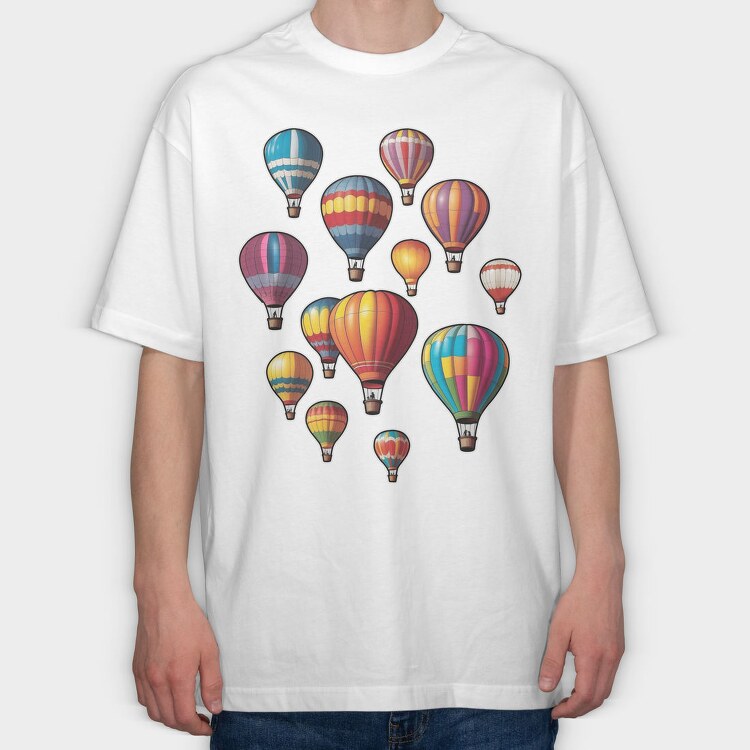 Hot Balloons, Tricou Oversize Barbati (Unisex)
