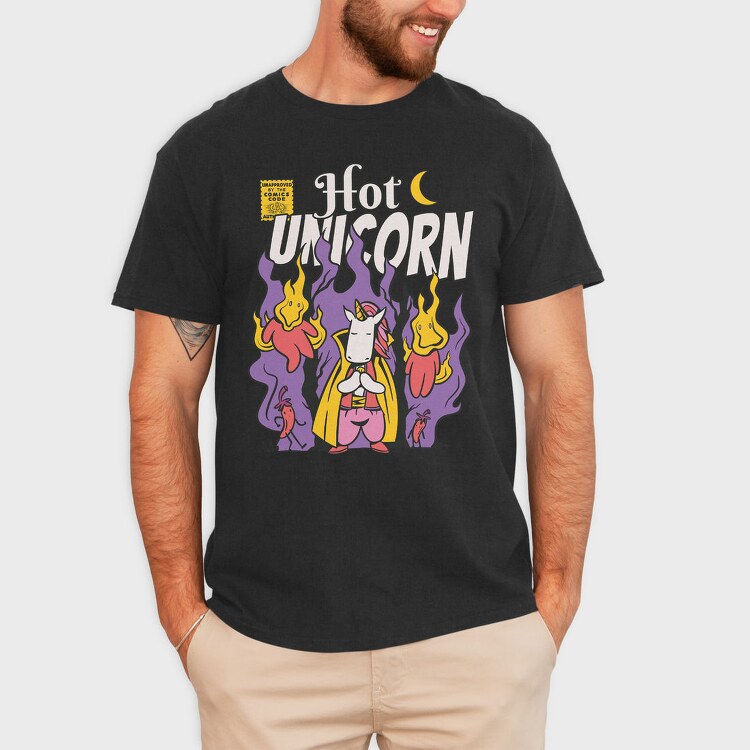 Hot Unicorn Cartoon, Tricou Barbati (Unisex)