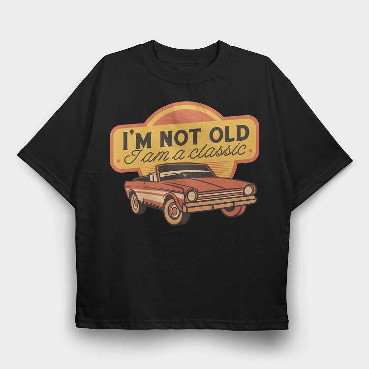 Retro Convertible Classic Car, Tricou Oversize Barbati (Unisex)