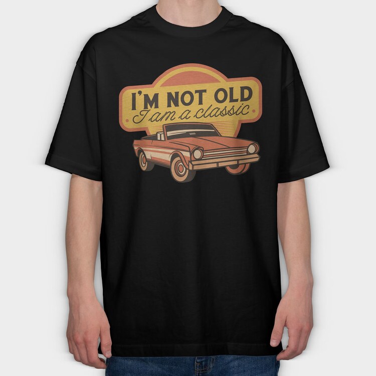 Retro Convertible Classic Car, Tricou Oversize Barbati (Unisex)