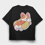 Hotdog Corgi, Tricou Oversize Barbati (Unisex)