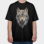 Geometric Wolf Head, Tricou Oversize Barbati (Unisex)