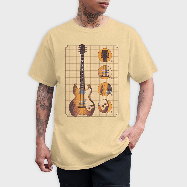 Classic Guitar Illustration, Tricou Barbati (Unisex)
